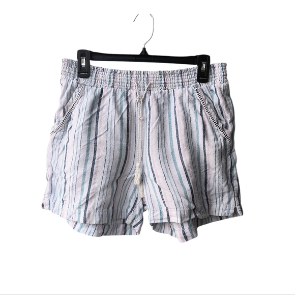 Briggs Women's Linen Blend Coastal Lagenlook Drawstring Stretch Waist Shorts L - Picture 8 of 8